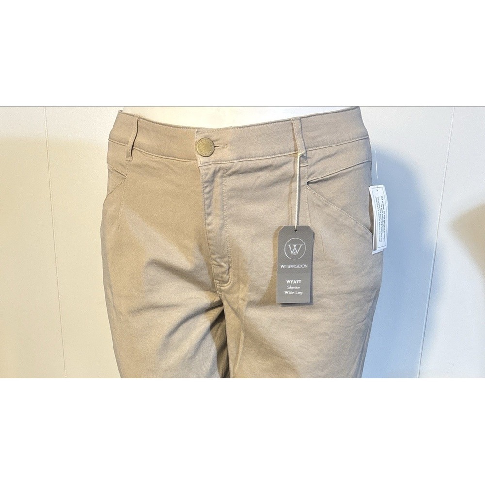 Wit & Wisdom Denim Pants Women Sz 16 Khaki Brown Wyatt Sky Rise Wide Leg New